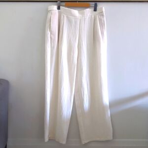 JOIE | Women's Ivory/Cream Linen Blend High-Waisted Wide Leg Pull-on Pants NWOT